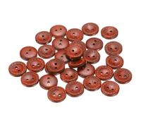 QUARKZMAN 30 Stück Knöpfe 15mm Holzknöpfe 2 Loch Buttons, Bastelknöpfe Rund Nähknöpfe Schüsseltyp Gepunktete Linie Ersatzknöpfe für Dekoration Mäntel Kleidung Strickjacke, Red Brown