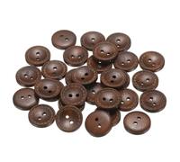 QUARKZMAN 30 Stück Knöpfe 18mm Holzknöpfe 2 Loch Buttons, Bastelknöpfe Rund Nähknöpfe Schüsseltyp Gepunktete Linie Ersatzknöpfe für Dekoration Mäntel Kleidung Strickjacke, Medium Brown