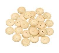 QUARKZMAN 30 Stück Knöpfe 25mm Holzknöpfe 2 Loch Buttons, Bastelknöpfe Rund Nähknöpfe Schüsseltyp Gepunktete Linie Ersatzknöpfe für Dekoration Mäntel Kleidung Strickjacke, Naturholz