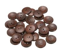 QUARKZMAN 30 Stück Knöpfe 28mm Holzknöpfe 2 Loch Buttons, Bastelknöpfe Rund Nähknöpfe Schüsseltyp Gepunktete Linie Ersatzknöpfe für Dekoration Mäntel Kleidung Strickjacke, Medium Brown