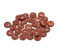 QUARKZMAN 30 Stück Knöpfe 9mm Holzknöpfe 2 Loch Buttons, Bastelknöpfe Rund Nähknöpfe Schüsseltyp Gepunktete Linie Ersatzknöpfe für Dekoration Mäntel Kleidung Strickjacke, Red Brown