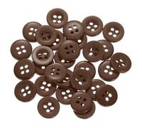 QUARKZMAN 30 Stück Knöpfe Braun Harz 10mm Kunststoff 4-Loch Runde | Knopf Bastelknöpfe Kinderknöpfe Buttons zum Nähen für DIY Scrapbooking Deko Bekleidung Mantel Hemden Blusen Hosen Jacke