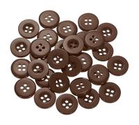 QUARKZMAN 30 Stück Knöpfe Braun Harz Knopf 15mm Kunststoff Bastelknöpfe 4-Loch Runde Kinderknöpfe Buttons zum Nähen für DIY Scrapbooking Deko Bekleidung Mantel Hemden Blusen Hosen Jacke
