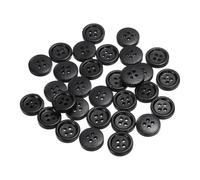 QUARKZMAN 30 Stück Knöpfe Holz 12,5 mm Runde Holzknöpfe, 4 Löcher Vintage Hölzerne Nähknöpfe zum Annähen Basteln Dekorationen DIY Handwerk Gestalten Kleidung Stricken, Schwarz