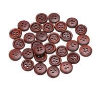 QUARKZMAN 30 Stück Knöpfe Holz 12,5 mm Runde Holzknöpfe, 4 Löcher Vintage Hölzerne Nähknöpfe zum Annähen Basteln Dekorationen DIY Handwerk Gestalten Kleidung Stricken, Rotbraun