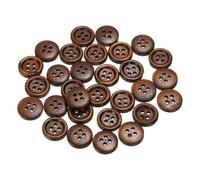 QUARKZMAN 30 Stück Knöpfe Holz 12,5 mm Runde Holzknöpfe, 4 Löcher Vintage Hölzerne Nähknöpfe zum Annähen Basteln Dekorationen DIY Handwerk Gestalten Kleidung Stricken, Kaffee