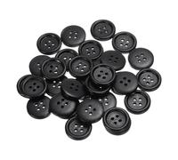 QUARKZMAN 30 Stück Knöpfe Holz 20 mm Runde Holzknöpfe, 4 Löcher Vintage Hölzerne Nähknöpfe zum Annähen Basteln Dekorationen DIY Handwerk Gestalten Kleidung Stricken, Schwarz