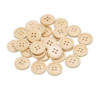 QUARKZMAN 30 Stück Knöpfe Holz 23 mm Runde Holzknöpfe, 4 Löcher Vintage Hölzerne Nähknöpfe zum Annähen Basteln Dekorationen DIY Handwerk Gestalten Kleidung Stricken, Naturholz