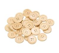 QUARKZMAN 30 Stück Knöpfe Holz 25 mm Runde Holzknöpfe, 4 Löcher Vintage Hölzerne Nähknöpfe zum Annähen Basteln Dekorationen DIY Handwerk Gestalten Kleidung Stricken, Naturholz