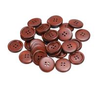 QUARKZMAN 30 Stück Knöpfe Holz 28 mm Runde Holzknöpfe, 4 Löcher Vintage Hölzerne Nähknöpfe zum Annähen Basteln Dekorationen DIY Handwerk Gestalten Kleidung Stricken, Rotbraun