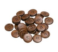 QUARKZMAN 30 Stück Knöpfe Holz 28 mm Runde Holzknöpfe, 4 Löcher Vintage Hölzerne Nähknöpfe zum Annähen Basteln Dekorationen DIY Handwerk Gestalten Kleidung Stricken, Kaffee