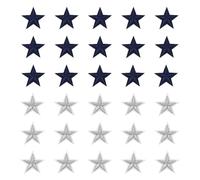 QUARKZMAN 30 Stück Sterne Patches zum Aufbügeln, 2.9cm Flicken zum Aufbügeln,Bestickte zum Bügelflicken für Hut Jacke Jeans Rucksäcke DIY Dekoration, Schwarz + Grau