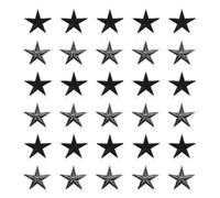 QUARKZMAN 30 Stück Sterne Patches zum Aufbügeln, 5.9cm Flicken zum Aufbügeln,Bestickte zum Bügelflicken für Hut Jacke Jeans Rucksäcke DIY Dekoration, Schwarz