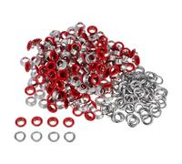 QUARKZMAN 300 Set Ösen-Set, Metallösen 6 mm / 1/4 Zoll Loch, winzige Ösen mit Unterlegscheiben für Schuhe, Kleidung, Gürtel, Anhänger, Tasche, Stoff, Leder, DIY-Projekt (Rot)