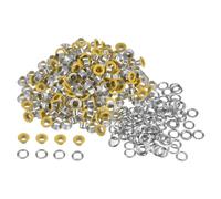 QUARKZMAN 300er Set Ösen-Kit Metall-Ösen 4,5 mm / 3/16 Zoll Loch winzige Öse mit Unterlegscheiben für Schuhe Kleidung Gürtel Etikett Tasche Stoff Leder DIY-Projekt (Gelb)