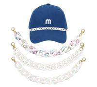 QUARKZMAN 3Stk Trucker Hut Ketten Acryl Ketten Hut Accessoires Schirm Dekoration Für Frauen Männer Kappen DIY Mesh Baseball Cap Sport Spieltag Deko (Transparent Irisierend Serie)