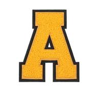 QUARKZMAN 4" Chenille Buchstaben Aufnäher Gelbe Chenille Initiale A-Z Gestickte Aufnäher Zum Aufnähen Und Aufbügeln Für DIY Zubehör T-Shirt Kleidung Jacke Tasche (Buchstabe A)
