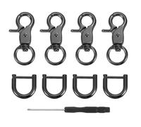 QUARKZMAN 4 Stück Metall Karabinerhaken Schlüsselanhänger, 13mm Swivel Trigger Verschlüsse Clips Schnallen Dreh Snap mit D-Ring Haken für Gurte Taschen Gürtel Lederhandwerk, Pistolenschwarz