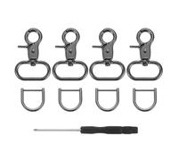QUARKZMAN 4 Stück Metall Karabinerhaken Schlüsselanhänger, 25mm Swivel Trigger Verschlüsse Clips Schnallen Dreh Snap mit D-Ring Haken für Gurte Taschen Gürtel Lederhandwerk, Pistolenschwarz
