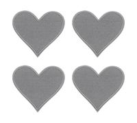 QUARKZMAN 4 Stück Patches zum Aufbügeln, 70mm Herz Flicken zum Aufbügeln, DIY Aufnäher zum Aufbügeln Zufällig Bügelbilder für Rucksäcke Hosen Kleidung Jacken Hüte, Grau