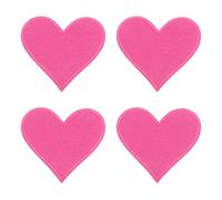 QUARKZMAN 4 Stück Patches zum Aufbügeln, 70mm Herz Flicken zum Aufbügeln, DIY Aufnäher zum Aufbügeln Zufällig Bügelbilder für Rucksäcke Hosen Kleidung Jacken Hüte, Rosarot