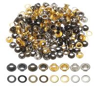 QUARKZMAN 400 Stück Super winzige Ösen Set, 5mm Loch Tüllen Metallösen Öse Selbstklebend für Schuhe Kleidung Gürtel Tasche DIY-Projekt Planen (Schwarz, Hellgold, Silber, Antikbronze)