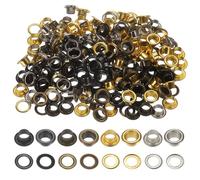 QUARKZMAN 400 Stück Super winzige Ösen Set, 6mm Loch Tüllen Metallösen Öse Selbstklebend für Schuhe Kleidung Gürtel Tasche DIY-Projekt Planen (Schwarz, Hellgold, Silber, Antikbronze)