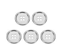 QUARKZMAN 5 Stück 20mm Metall Knöpfe, 4 Löcher Legierung Runde Knöpfe Handwerk Nähen Zubehör für Kleidung DIY Basteln Dekoration (Weiß)