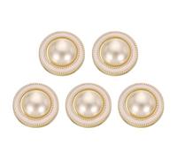 QUARKZMAN 5 Stück 35L Gold Kunstperlenknöpfe 22mm 7/8" Plastik Runde Nähknöpfe Ersatz Handwerk Befestiger Für Mäntel Kleidung DIY Deko Basteln #2