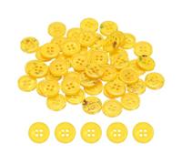 QUARKZMAN 50 Stück 15mm Harz Knöpfe, 4 Löcher Bunteknöpfe zum Annähen, Bastelknöpfe Runde Ersatz für Nähen Mantel Hemden Kleidung DIY Handwerk Dekoration (Gelb)