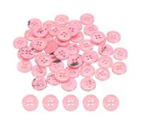 QUARKZMAN 50 Stück 15mm Harz Knöpfe, 4 Löcher Bunteknöpfe zum Annähen, Bastelknöpfe Runde Ersatz für Nähen Mantel Hemden Kleidung DIY Handwerk Dekoration (Rosa)