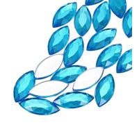 QUARKZMAN 50 Stück Acryl Pferdeaugen-Glitzersteine 9x20mm Flache Rückseite Künstliche Strasssteine für DIY Basteln Perlen Hochzeit Party Gesichtsbemalung Schmuckherstellung Dunkelblau
