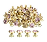 QUARKZMAN 50 Stück Goldene Rosa Strassnieten, 8mm/0,31" Lederhandwerk-Nieten Kristallnieten Metall Doppelkappen Strassnieten Studs für DIY Lederhandwerk Herstellung Geldbörse Kleidung
