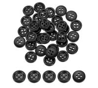 QUARKZMAN 50 Stück Holzknöpfe, 12,5 mm (1/2") 4 Loch Runde Holzknöpfe Nähen Knopf Handwerk Flatback für Nähen DIY Handwerk Kleidung, Schwarz