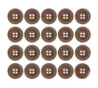 QUARKZMAN 50 Stück Holzknöpfe, 20mm 4-Loch Runde Holzknöpfe Nähen Knöpfe Gepunktetes Linienmuster für Nähen DIY Handwerk Kleidung, Dunkelbraun