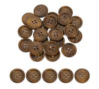 QUARKZMAN 50 Stück Holzknöpfe, 25mm (1") 4 Loch Runde Holz Knöpfe Nähen Knopf Handwerk Flatback für Nähen DIY Handwerk Kleidung, Braun