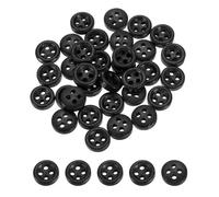 QUARKZMAN 50 Stück Holzknöpfe, 9mm (3/8") 4 Loch Runde Holz Nähen Knöpfe Handwerk Flachrücken für Nähen DIY Handwerk Kleidung, Schwarz