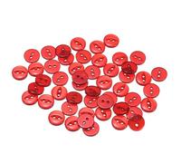 QUARKZMAN 50 Stück Knöpfe 11,5 mm Harzknöpfe 2 Löcher Rund Bastelknöpfe Kinderknöpfe Klein Babyknöpfe Nähen Mini Buttons zum Annähen T-Shirt Kleidung Scrapbooking Dekorieren, Rot
