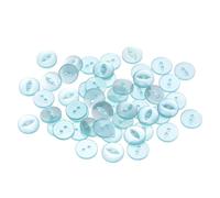 QUARKZMAN 50 Stück Knöpfe 15 mm Harzknöpfe 2 Löcher Rund Bastelknöpfe Kinderknöpfe Klein Babyknöpfe Nähen Mini Buttons zum Annähen T-Shirt Kleidung Scrapbooking Dekorieren, Seeblau