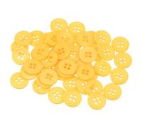 QUARKZMAN 50 Stück Knöpfe 15 mm Nähknöpfe Gelb Harz Kunststoffknöpfe Flach 4 Loch Runde Bastelknöpfe zum Nähen Bekleidung Hosen Anzüge Jacke Hemden Mantel Blazer Stricken Kardigans