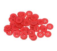 QUARKZMAN 50 Stück Knöpfe 15 mm Nähknöpfe Rot Harz Kunststoffknöpfe Flach 4 Loch Runde Bastelknöpfe zum Nähen Bekleidung Hosen Anzüge Jacke Hemden Mantel Blazer Stricken Kardigans