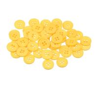 QUARKZMAN 50 Stück Knöpfe 18 mm Nähknöpfe Gelb Harz Kunststoffknöpfe Flach 4 Loch Runde Bastelknöpfe zum Nähen Bekleidung Hosen Anzüge Jacke Hemden Mantel Blazer Stricken Kardigans
