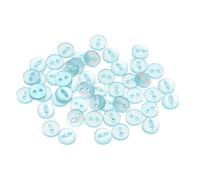 QUARKZMAN 50 Stück Knöpfe 9 mm Harzknöpfe 2 Löcher Rund Bastelknöpfe Kinderknöpfe Klein Babyknöpfe Nähen Mini Buttons zum Annähen T-Shirt Kleidung Scrapbooking Dekorieren, Seeblau