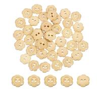 QUARKZMAN 50 Stück Knöpfe Holz 11mm Holzknöpfe Blumenform Holz Knöpfe 2 Loch Dekorative Nähknöpfe Zum Annähen für Strickjacke DIY Basteln Kleidung Handarbeit Naturholz