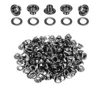 QUARKZMAN 50 Stück Ösen 4,5 mm Innen-Ø Messing Ösen Metallösen Rostfrei Planenösen Grommet Kit mit Unterlegscheiben Eyelets für Banner Leder Schuhe Handtaschen Vorhänge Bastel, Schwarz