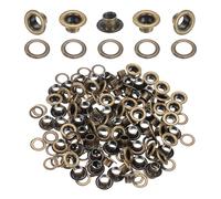 QUARKZMAN 50 Stück Ösen 5 mm Innen-Ø Messing Ösen Metallösen Rostfrei Planenösen Grommet Kit mit Unterlegscheiben Eyelets für Banner Leder Schuhe Handtaschen Vorhänge Bastel, Braun