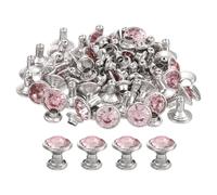QUARKZMAN 50 Stück Silberne Rosa Strassnieten, 8mm/0,31" Lederhandwerk-Nieten Kristallnieten Metall Doppelkappen-Strassnieten Studs für DIY Lederhandwerk Herstellung Geldbörse Kleidung