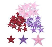 QUARKZMAN 50 Stück Sterne Patches zum Aufbügeln, 2.9/4.1/5.7cm Flicken zum Aufbügeln,Bestickte Aufnäher Bügelflicken für Hut Jacke Jeans Rucksäcke DIY Dekoration (Dunkelweinrot, Rosa, Lila)