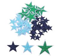 QUARKZMAN 50 Stück Sterne Patches zum Aufbügeln, 2.9/4.1/5.7cm Flicken zum Aufbügeln,Bestickte Aufnäher Bügelflicken für Hut Jacke Jeans Rucksäcke DIY (Dunkelblau, Blau, Dunkelgrün)