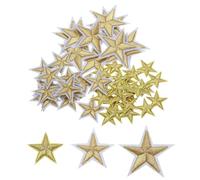 QUARKZMAN 50 Stück Sterne Patches zum Aufbügeln, 2.9/4.1/5.7cm Flicken zum Aufbügeln,Bestickte Aufnäher Bügelflicken für Hut Jacke Jeans Rucksäcke DIY Dekoration (Gold)